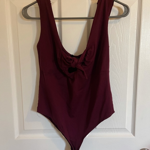 Buy 2 get 1- Tie up burgundy bodysuit - Picture 1 of 1